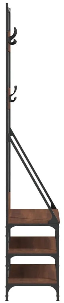 barna tölgyszínű ruhafogas cipőpolccal 72x34x184 cm