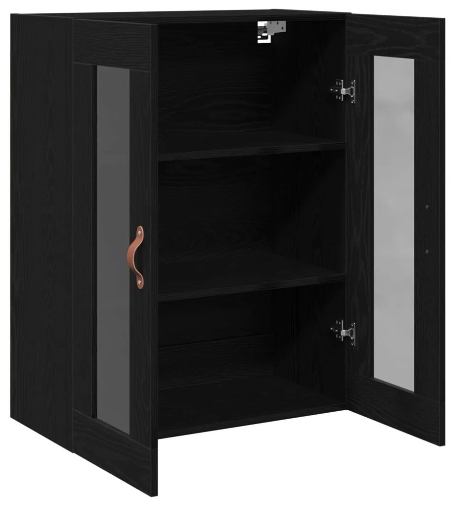 Fali Szekrény Üvegajtókkal Fekete Tölgy 69,5x34x90 cm