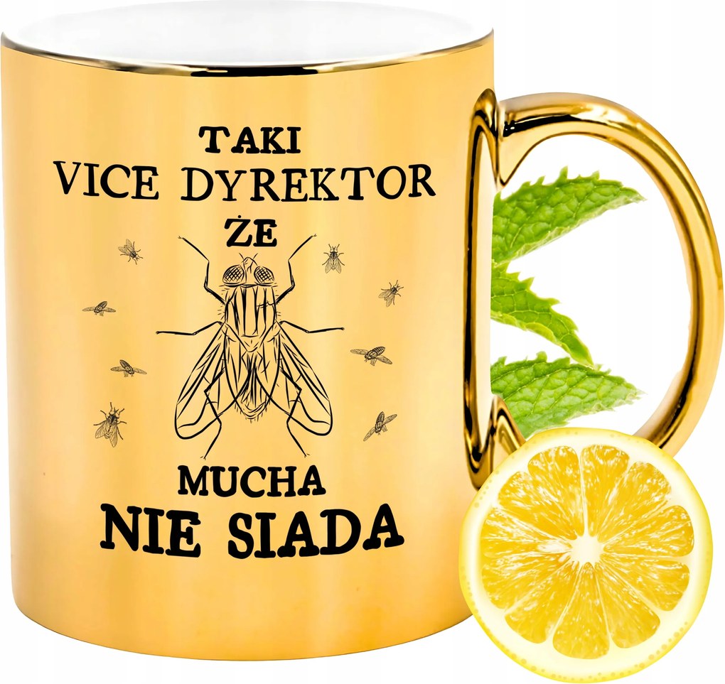 Arany csillogó bögre az igazgatóhelyettesnek ajándék fényképes nyomtatással