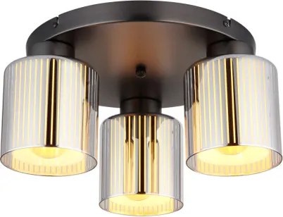 Globo 16056-3D Mennyezeti lámpa, fém fekete-króm, krómozott üveg, fehér üveg, ø: 345mm, M: 175mm, 3x E27 60W 230V izzók nélkül