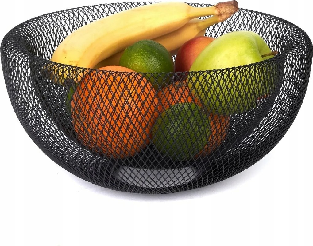 Exkluzív Tál Fém Kosár Gyümölcs Tányér Fekete ÁTM.31 3D