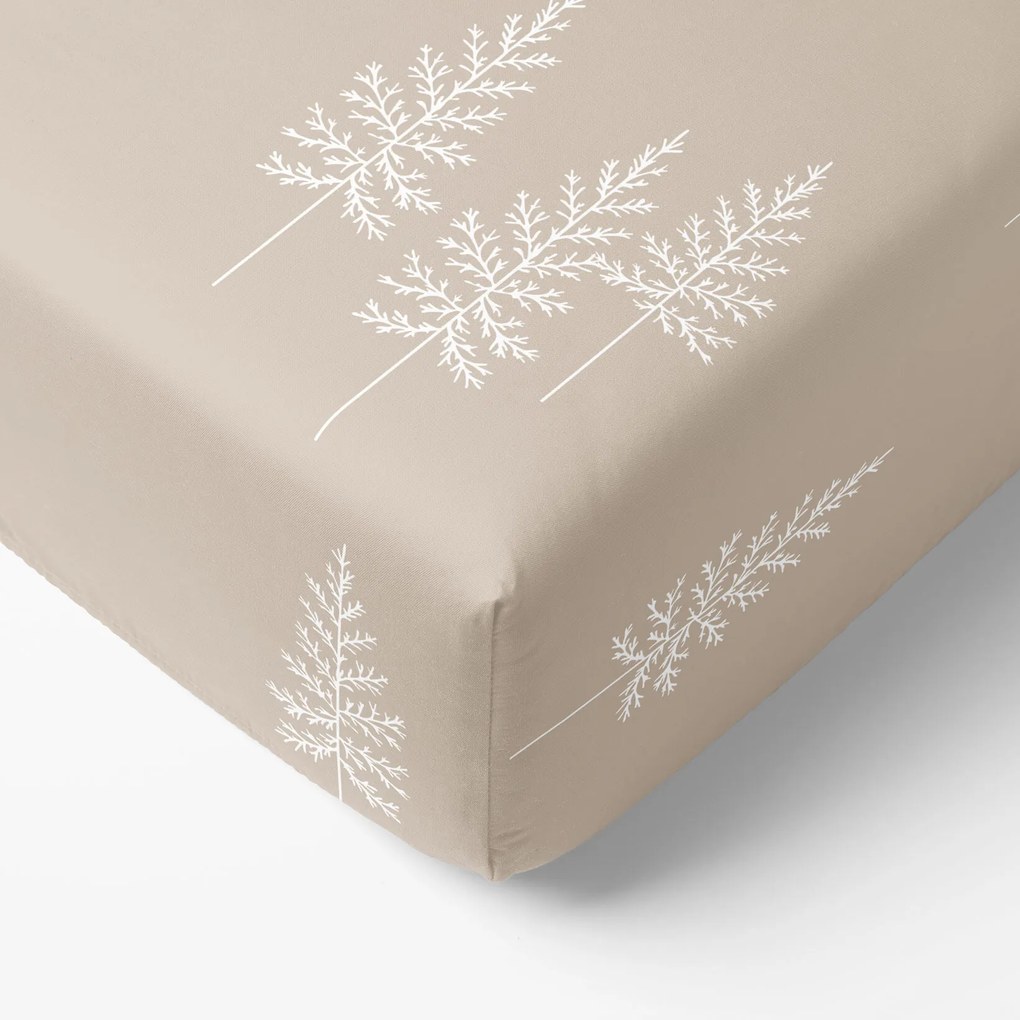 Goldea pamut körgumis lepedő - északi fenyők 90 x 200 cm