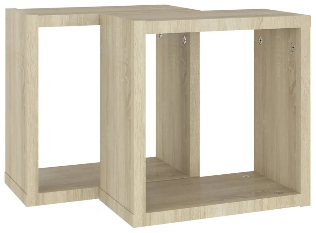 2 db sonoma tölgy színű fali kockapolc 30 x 15 x 30 cm