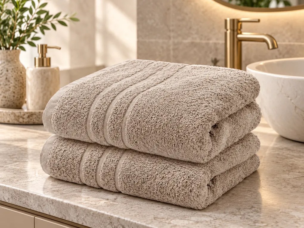 COMFORT bézs 2db fürdőlepedő 70x140 cm, 100% pamut