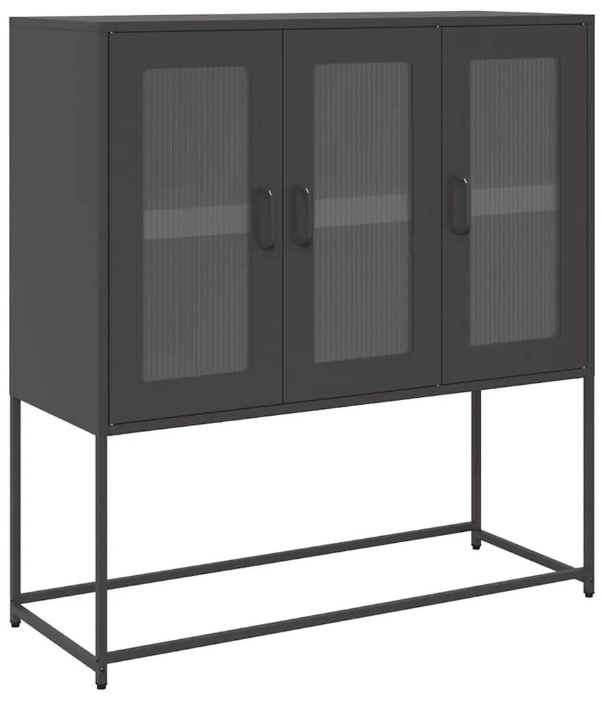 fekete hidegen hengerelt acél tálalószekrény 100,5x39x107 cm
