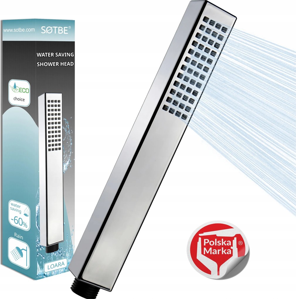 Zuhanyfej szögletes zuhanyhoz Takarékos tükör króm Öko Robusztus