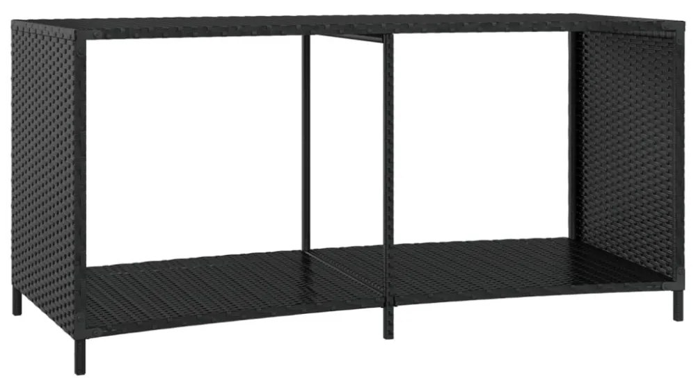 2 db fekete polyrattan tárolópolc