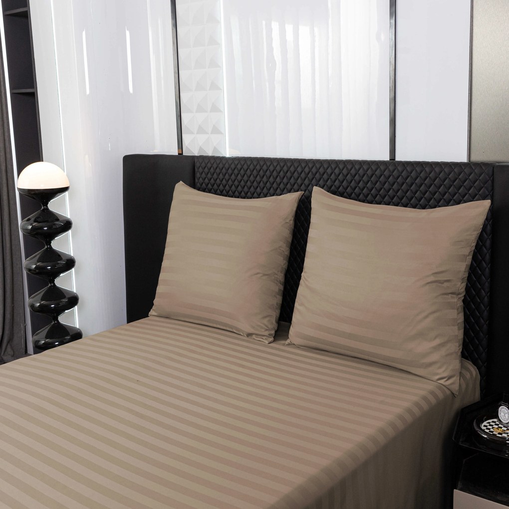 Mikroszálas JASMINE bézs hotel ágyneműhuzat - 2 cm csík, hotel zseb Ágyneműhuzat mérete: 70 x 90 cm | 140 x 200 cm