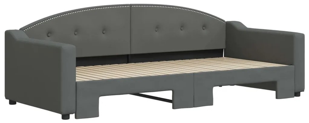 sötétszürke kihúzható szövet heverő 90 x 200 cm
