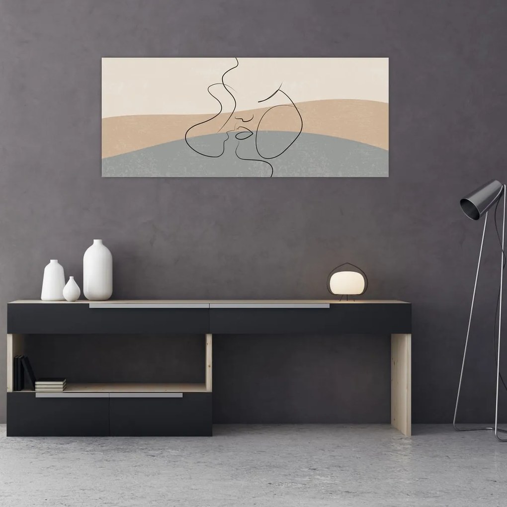 Kép - Line art csók (120x50 cm)