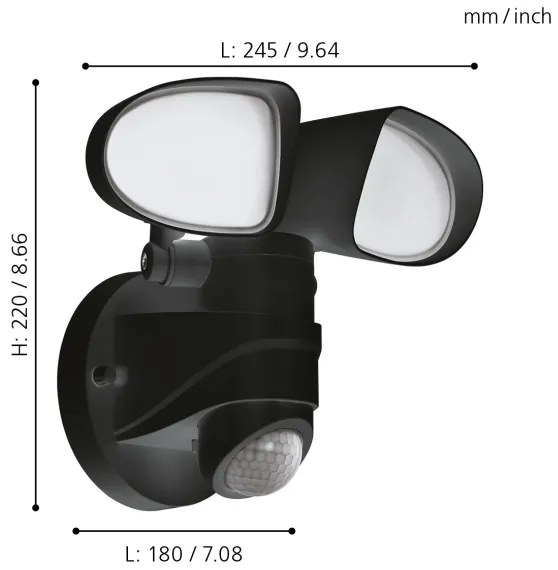 Eglo 98176 - LED Kültéri lámpa érzékelős PAGINO 2xLED/7,5W/230V IP44