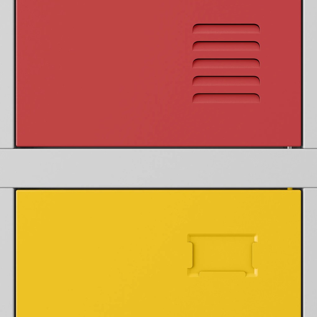 Iskolai szekrény szürke-többszínű: 6 rekeszes IGOREK, 900 x 1500 x 450 mm