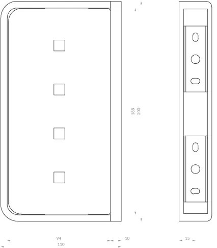 OMNIRES LU30330CR - LUGANO 20 cm fali polc zuhanyzóba, króm fényes