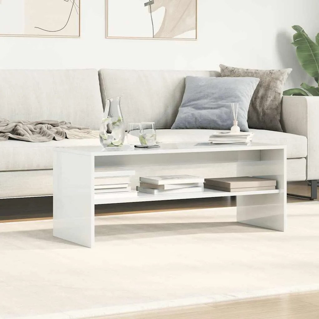 magasfényű fehér forgácslap TV-szekrény 100 x 40 x 40 cm