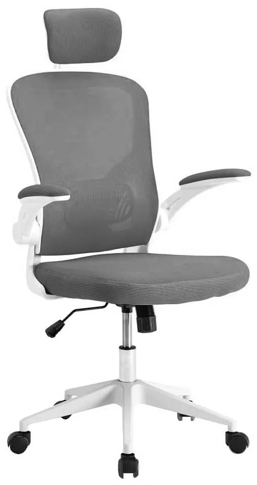 Ergonomikus irodai szék deréktámasszal, fejtámlával, szürke