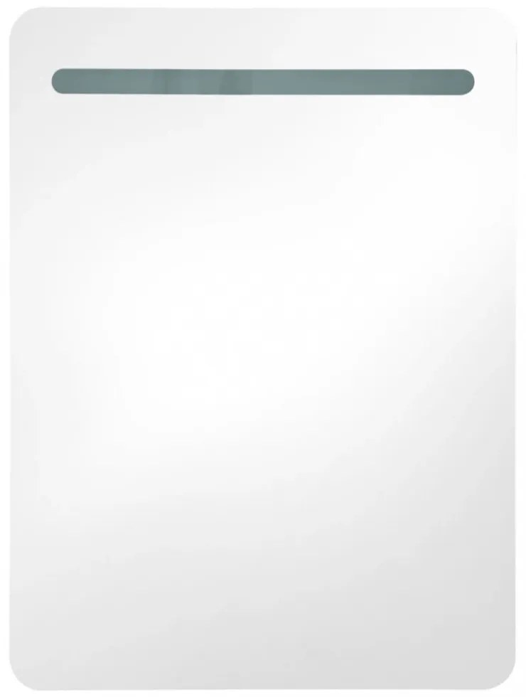 betonszürke LED-es tükrös fürdőszobaszekrény 60 x 11 x 80 cm