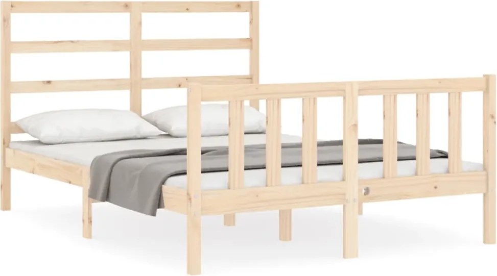 vidaXL tömör fa ágykeret fejtámlával Small Double