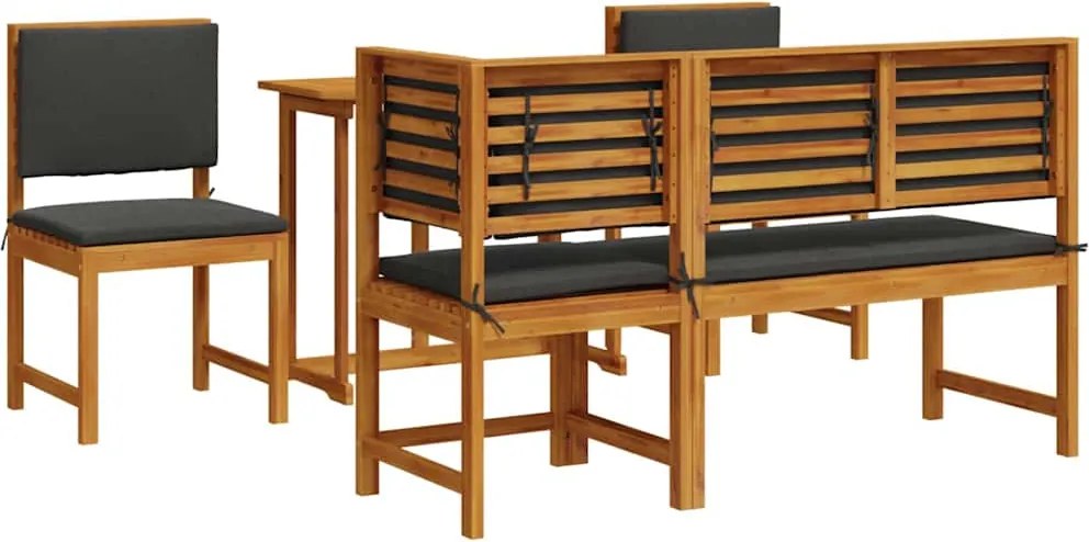 vidaXL Kert Bistro Készlet 4 pcs Barna Tömör Akácfa
