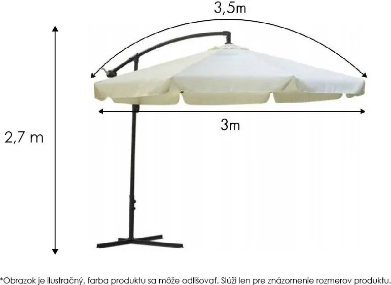 Összecsukható kerti napernyő 350 cm BEIGE