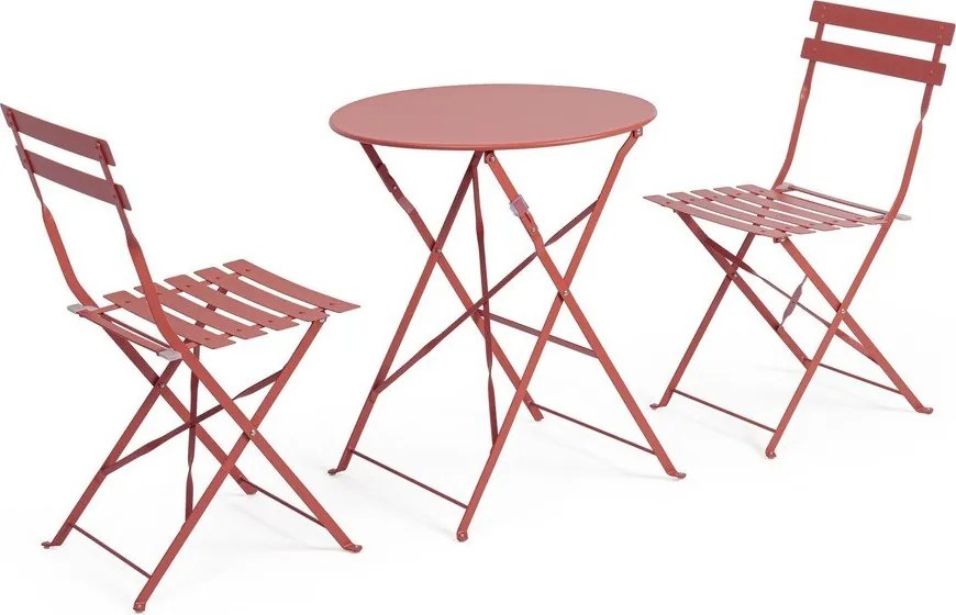 Terrakotta színű acél kétszemélyes kerti étkezőgarnitúra Austin – Bizzotto