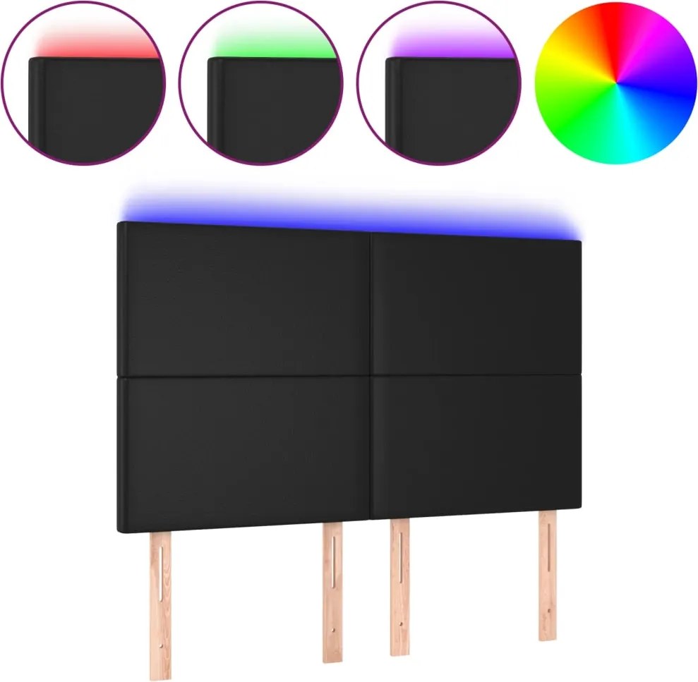 vidaXL fekete műbőr LED-es fejtámla 144x5x118/128 cm
