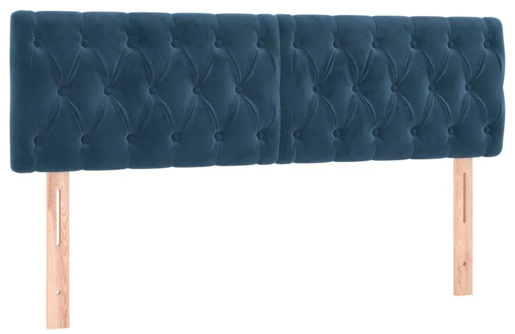 2 db sötétkék bársony fejtámla 72 x 7 x 78/88 cm