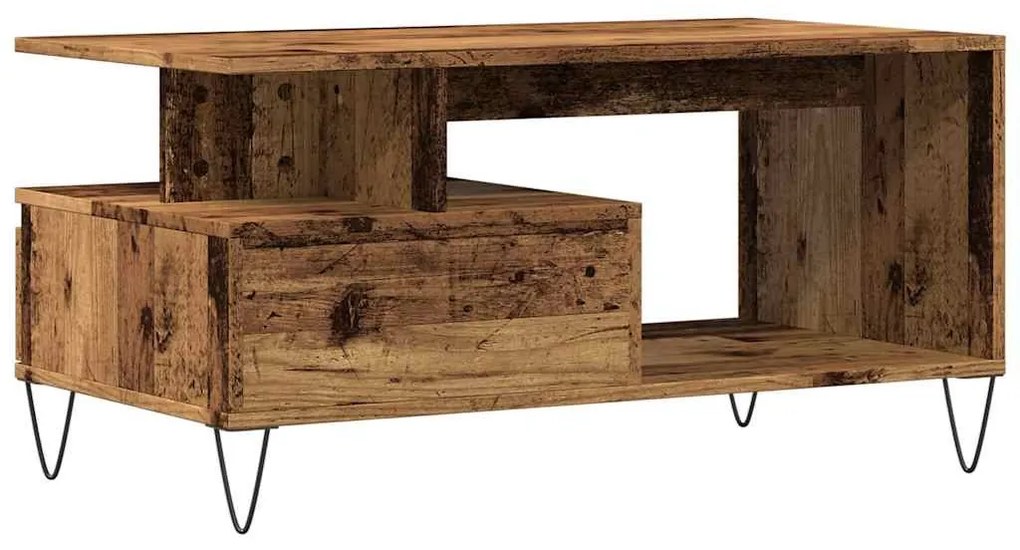 antik fa színű szerelt fa dohányzóasztal 90 x 49 x 45 cm