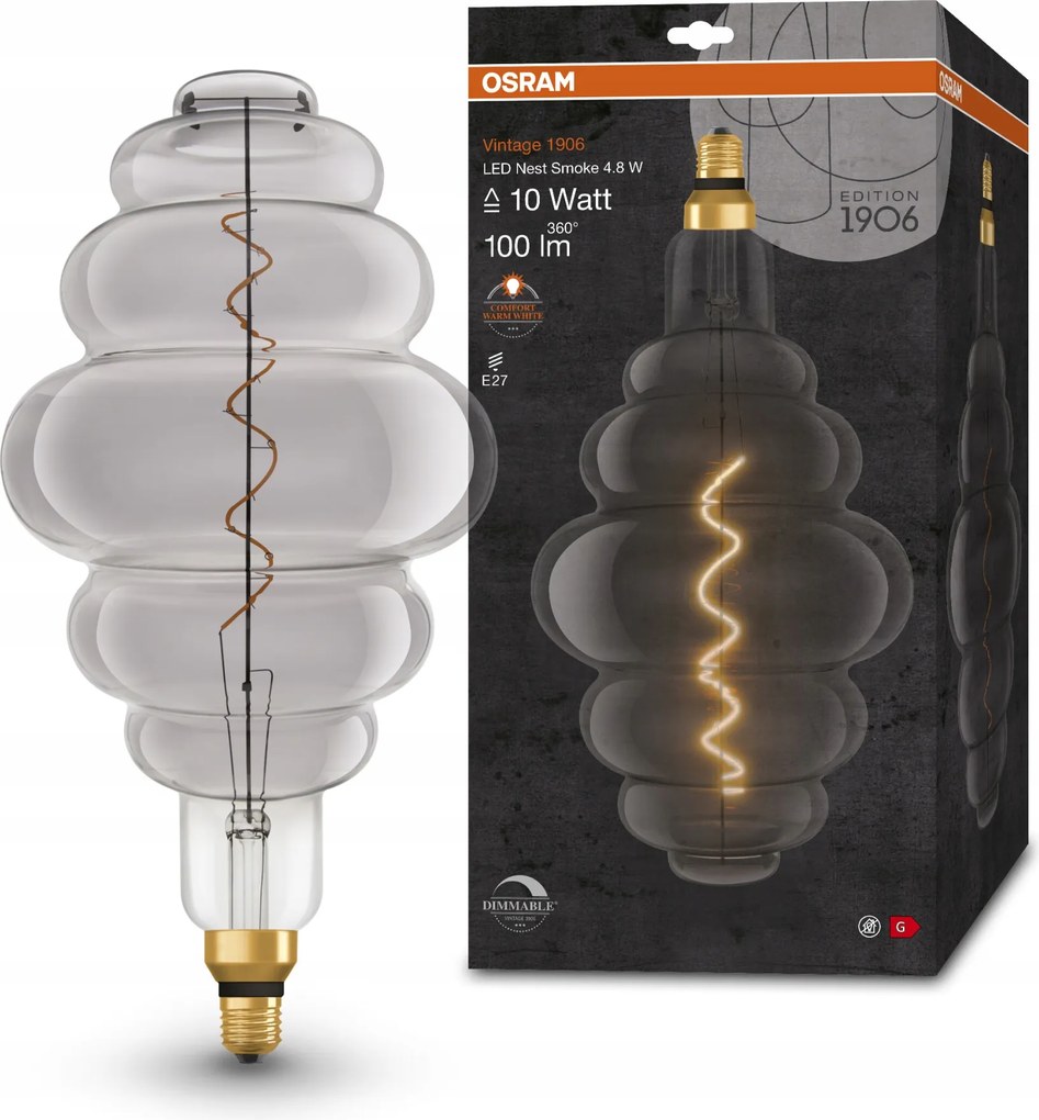 Ledvance szabályozható füstszínű Led izzó E27 4,8 W Vintage 1906, meleg fehér