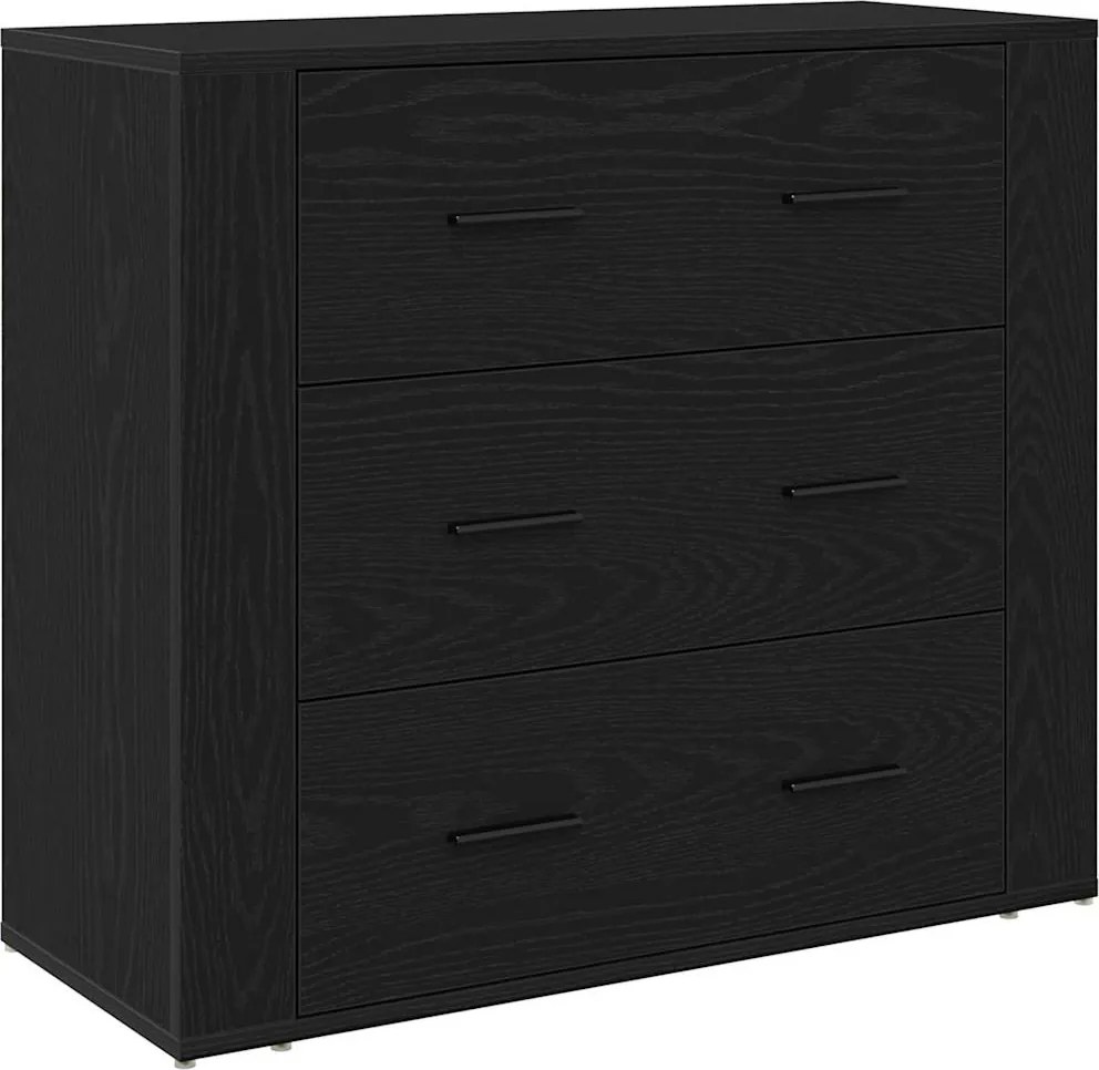 vidaXL Széf fiókkal Fekete tölgy 80 x 33 x 70 cm Faanyag