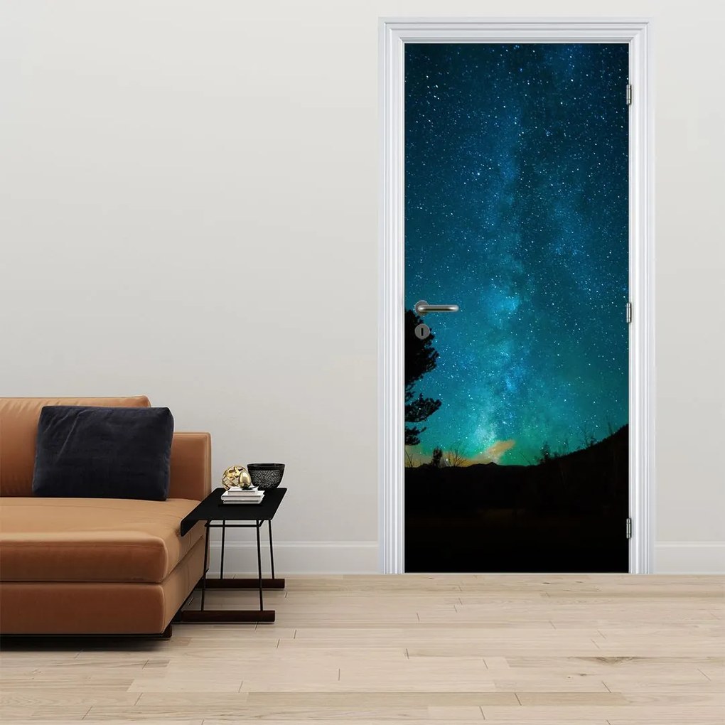 Fotótapéta ajtóra - Éjszakai égbolt csillagokkal (95x205cm)