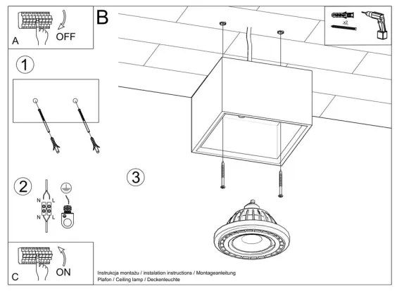Sollux SL.0883 - Mennyezeti lámpa QUATRO 1xGU10/40W/230V beton