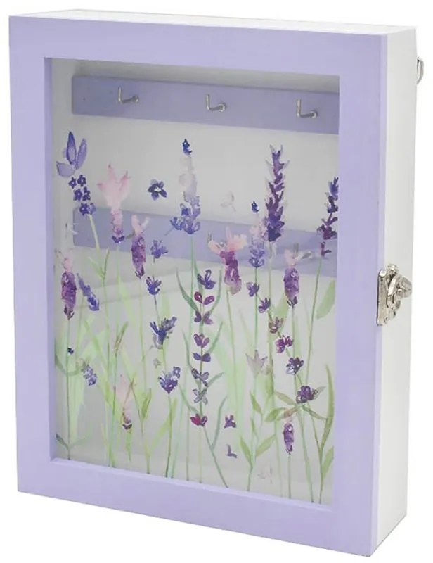 Levendulás fa kulcsos szekrény három akasztóval