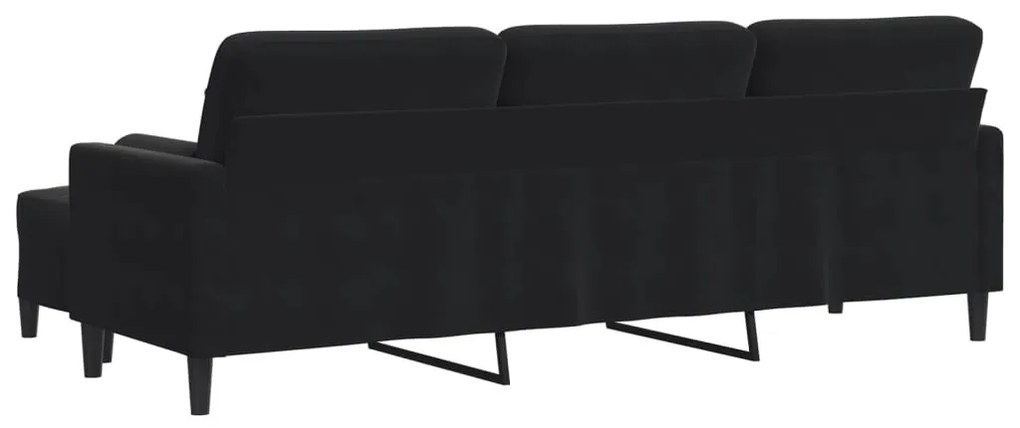 vidaXL 3 személyes fekete bársony kanapé lábtartóval 210 cm