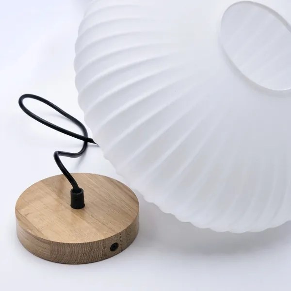 Csillár zsinóron HARMONY 1xE27/15W/230V átm. 30 cm fehér/tölgy