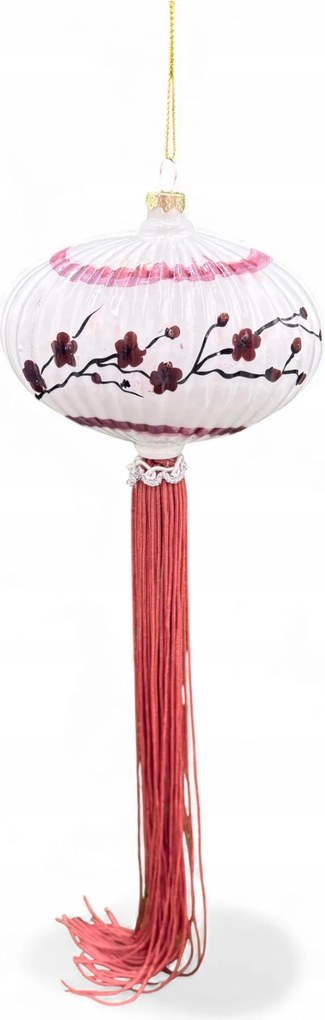 Hd Collection Üveggömb japán lapmion gyomokkal fehér 10x30x6 cm