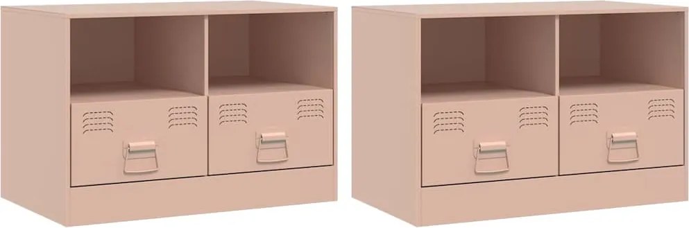 vidaXL 2 db rózsaszín acél TV-szekrény 67 x 39 x 44 cm