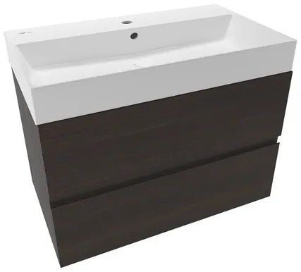 Naturel Verona Fürdőszobaszekrény mosdóval 80x50x45,5 cm sötét fa matt VERONA80TDU2