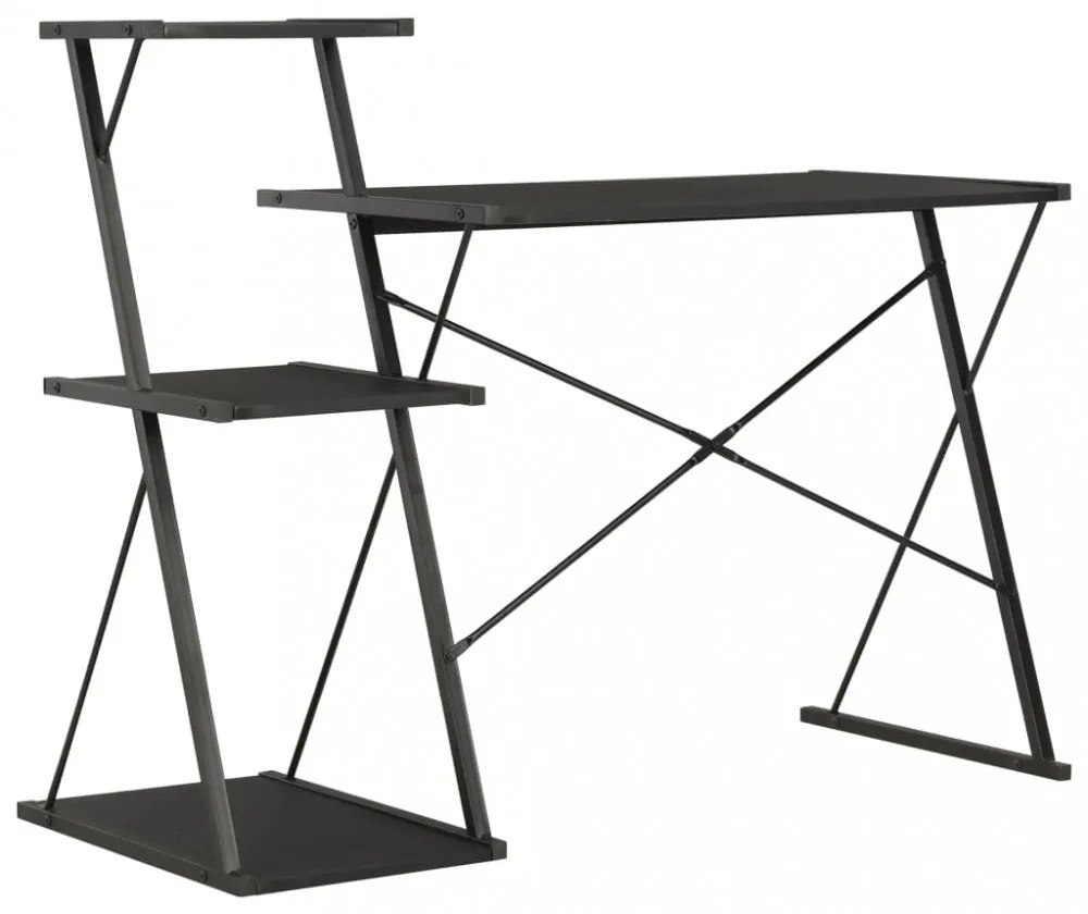 fekete íróasztal polccal 116 x 50 x 93 cm