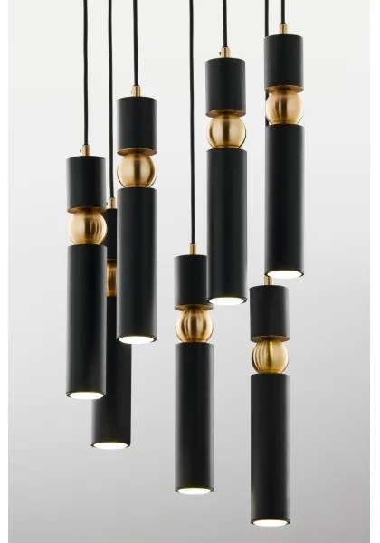 Jupiter 2015 - Csillár zsinóron ALAS 7xGU10/10W/230V fekete/arany