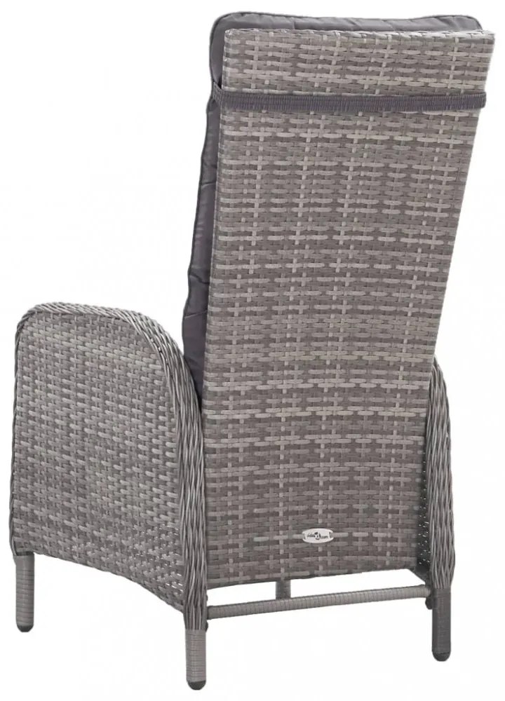 3 részes szürke polyrattan és üveg kerti bisztrószett