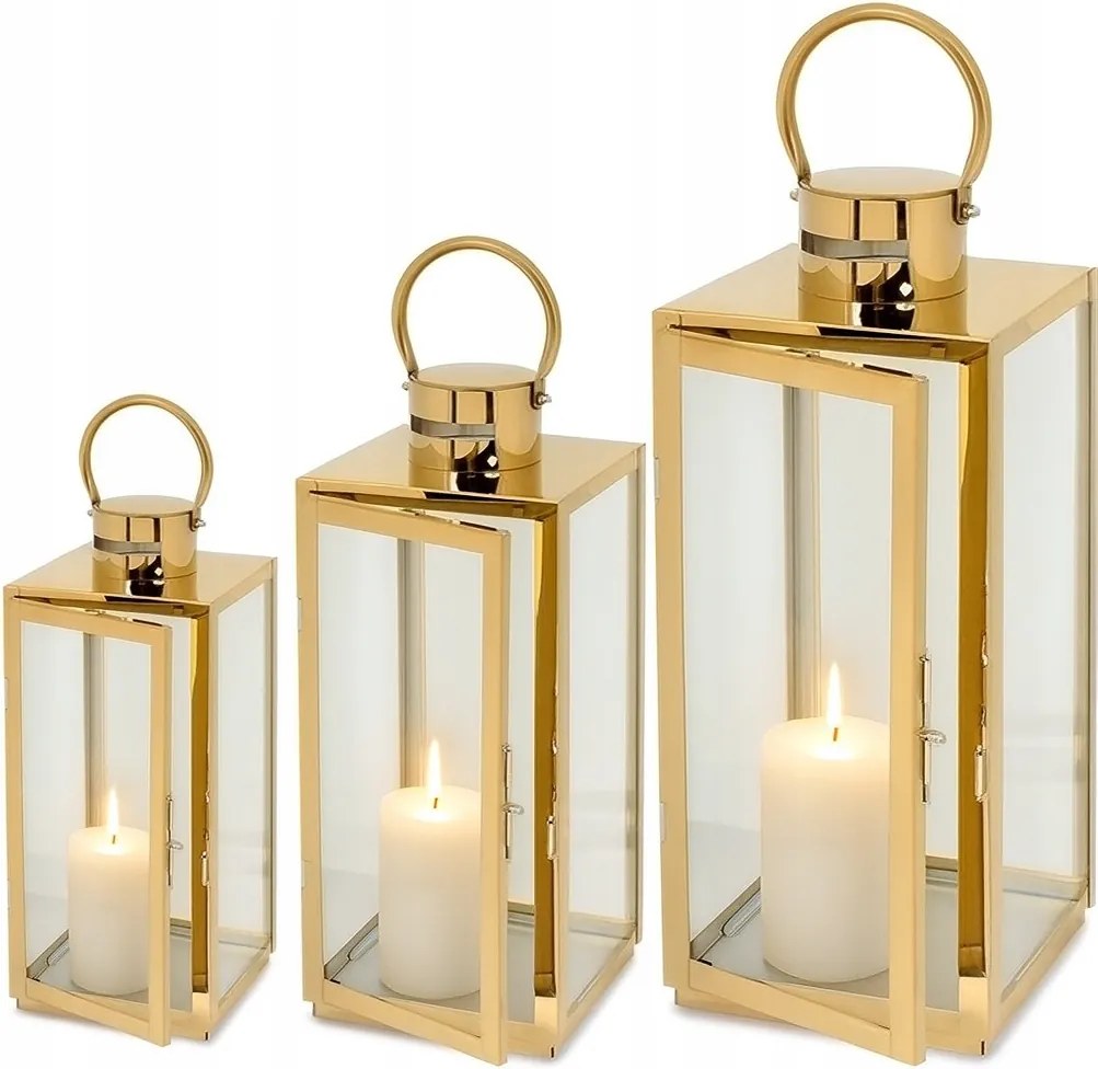 Lámpák Glamour 3 db lampion lámpa 63 49 38 cm arany