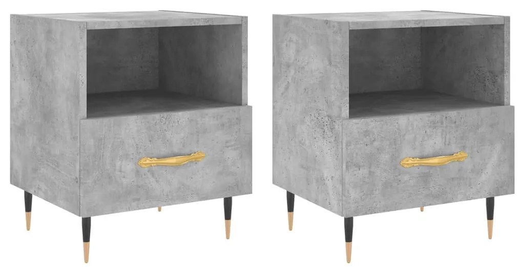 2 db betonszürke szerelt fa éjjeliszekrény 40 x 35 x 47,5 cm