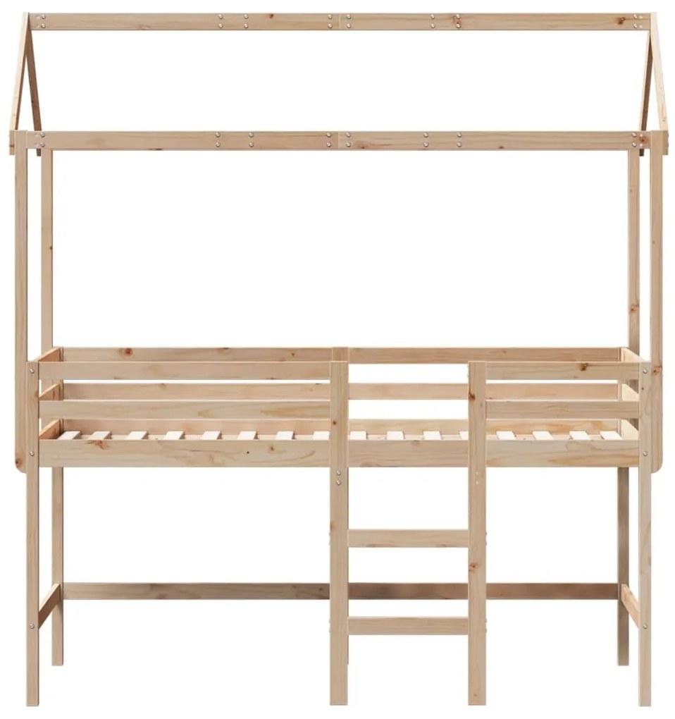 tömör fenyőfa galériaágy létrával és tetővel 80 x 200 cm