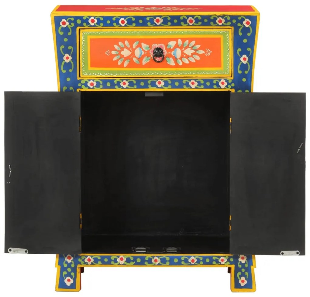 kézzel festett tömör mangófa kisszekrény ajtókkal 53x30x74 cm