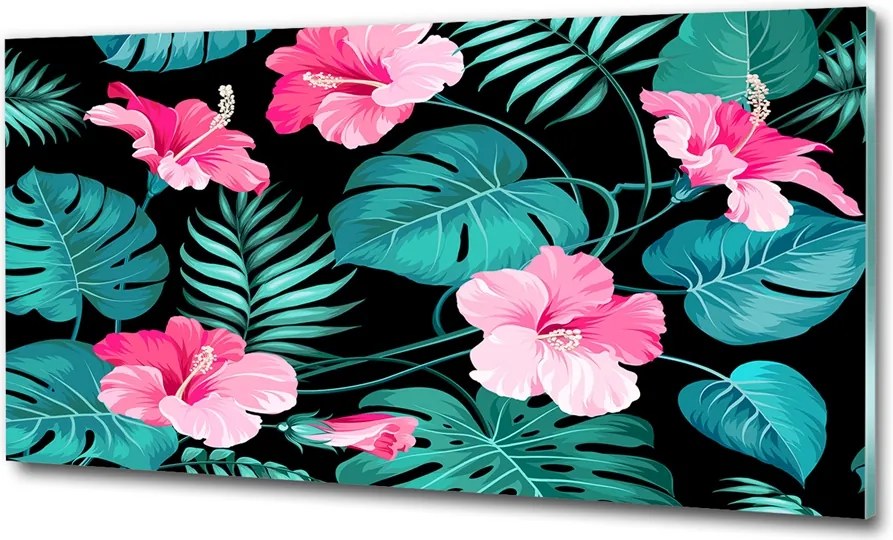 Fotó üvegkép Trópusi virágok 125x50