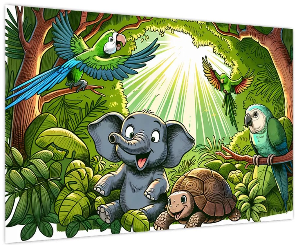 Kép - Vidám állatkák (90x60 cm)