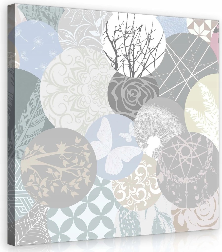 Vászonkép 40x40 Absztrakt kollázs pasztell színek kerek elemek