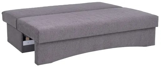 Kárpitozott, karfa nélküli, kihúzható háromszemélyes kanapé mindennapi alváshoz PAUL szürke