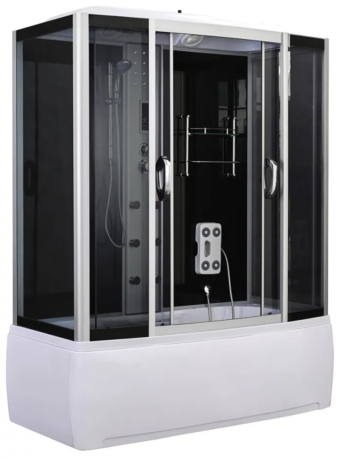 Emilia 85x170 cm hidromasszázs kádkabin elektronikával Black