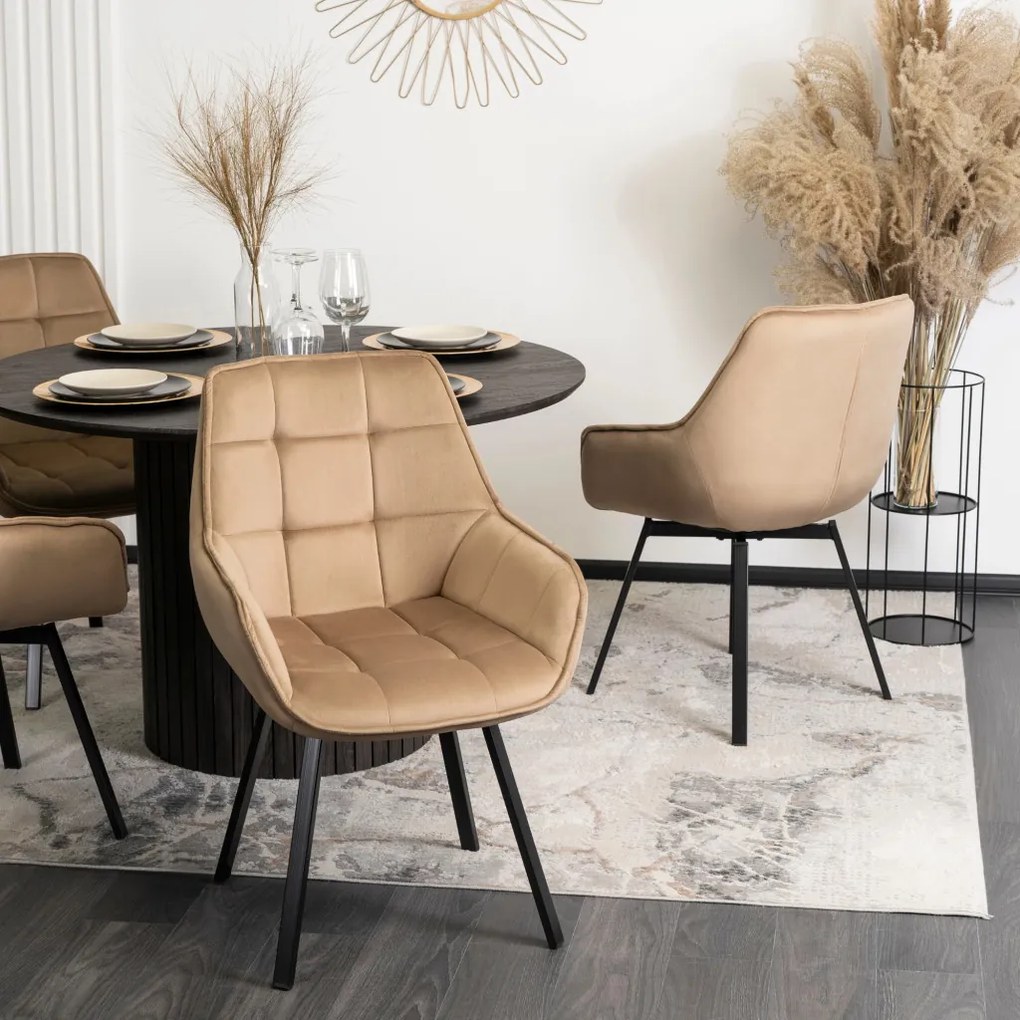 Krzesło Obrotowe LUNA Beżowe Welurowe